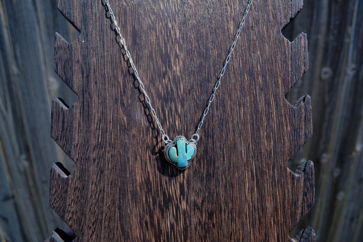 18" Turquoise Cactus Necklace
