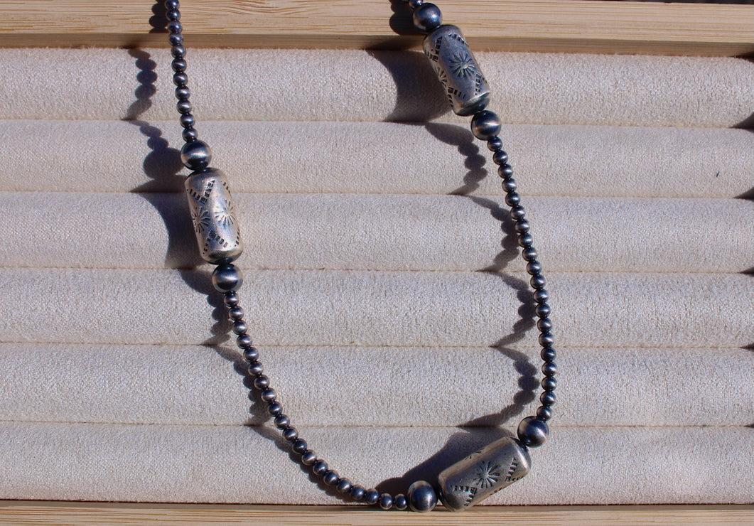 20" 3mm, 6mm, and Barrel Bead Necklace