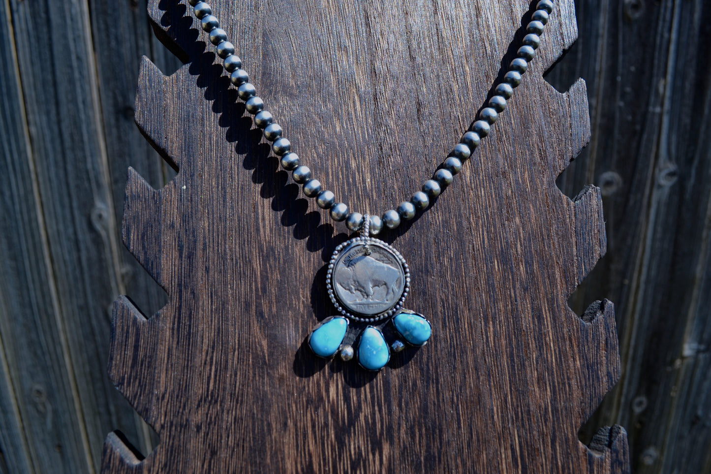 Blue Ridge Turquoise Buffalo Nickel Pendant