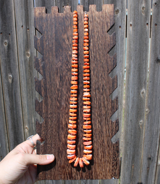 24" Orange Spiny and 3mm Sterling Silver Pearls