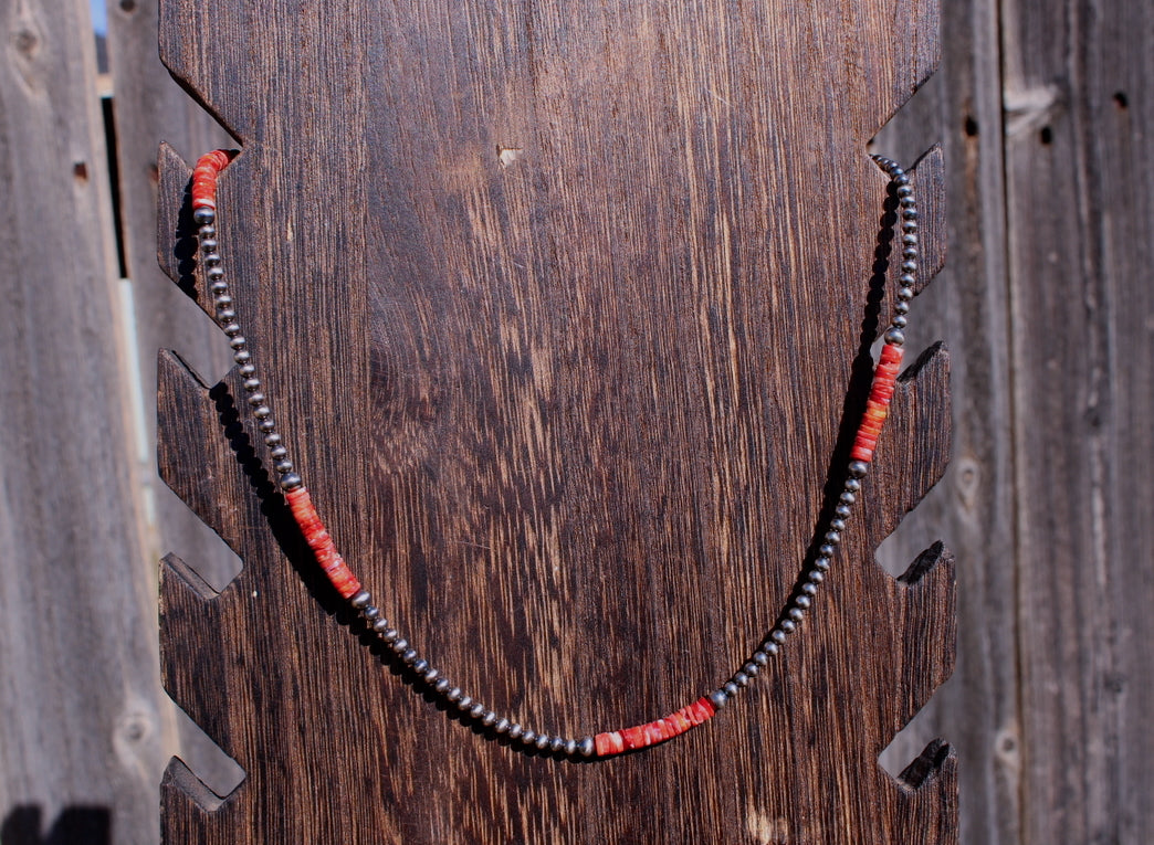 16" Red Spiny Oyster and Sterling Pearls