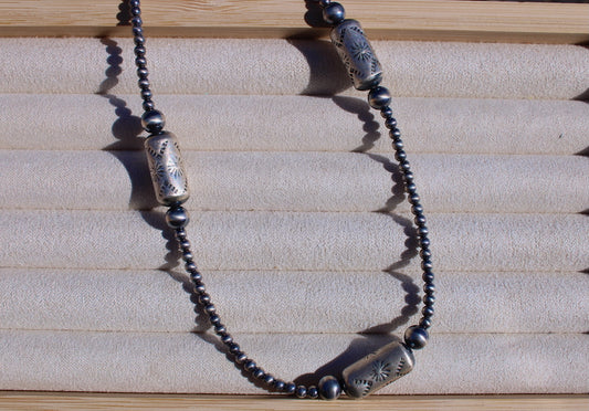 20" 3mm, 6mm, and Barrel Bead Necklace