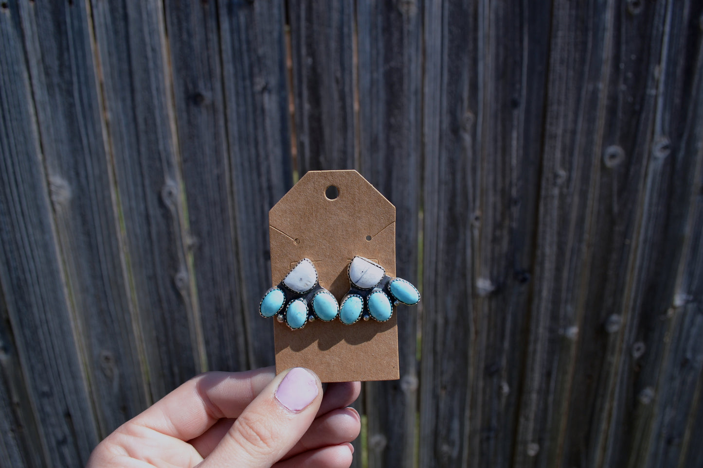 White Buffalo and Campitos Turquoise Earrings